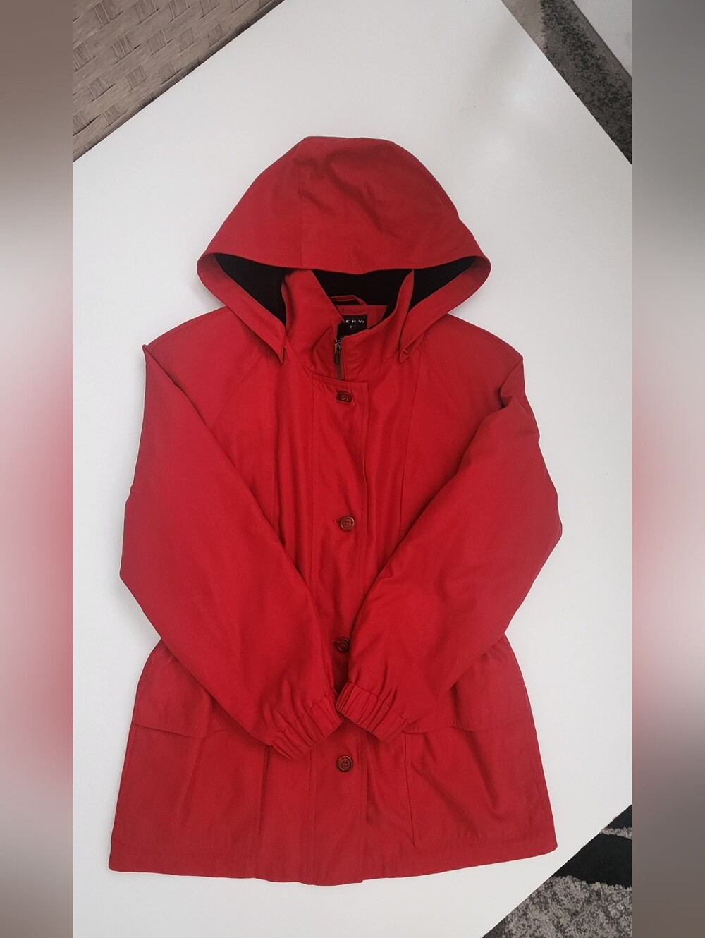 Gallery Petite Red Hooded Utility Jacket with Removable Liner Size PM